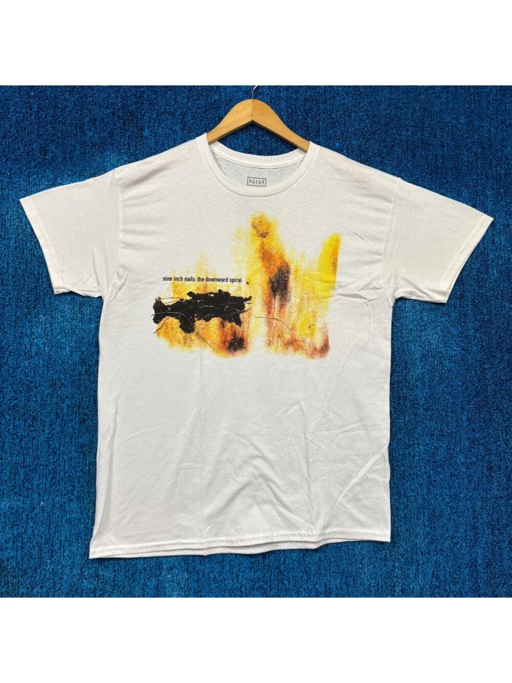 Nine Inch Nails The Downward Spiral Rock White T-Shirt Size Large